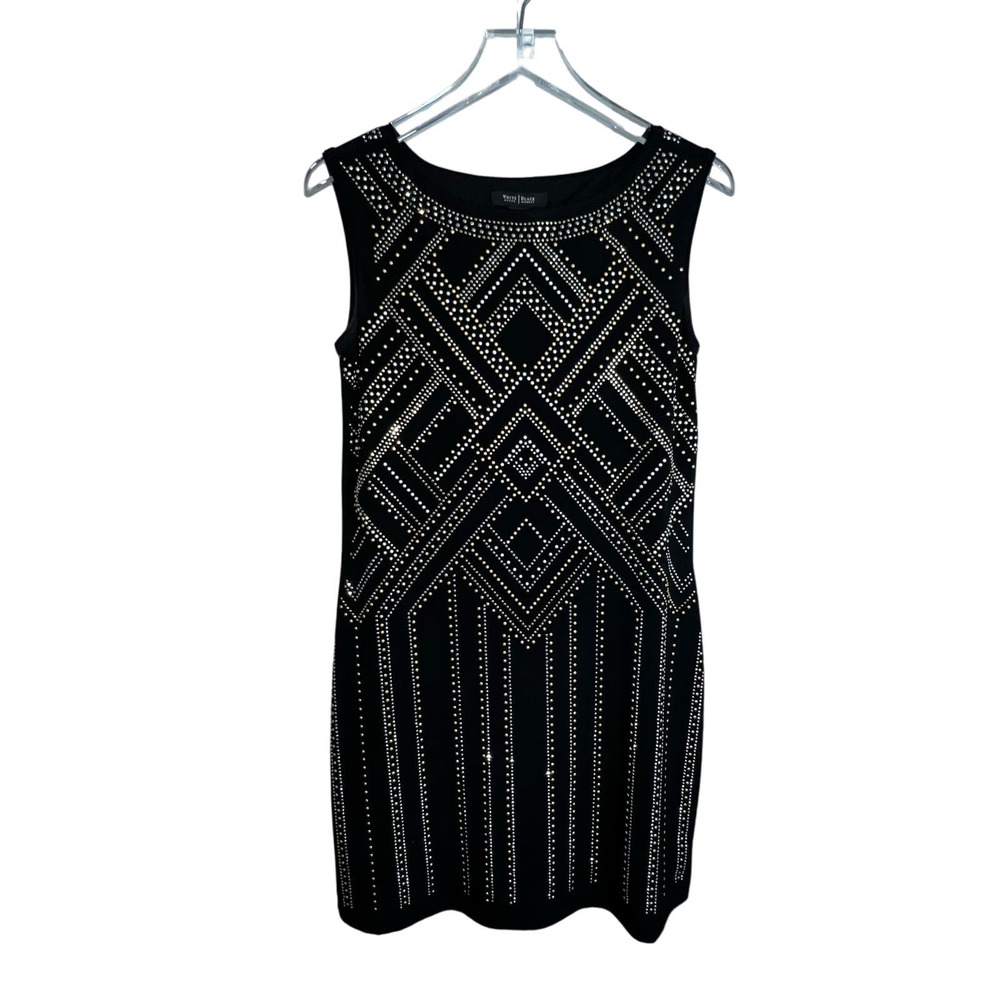 White House Black Market Size 6 Black and Silver Stud Dress